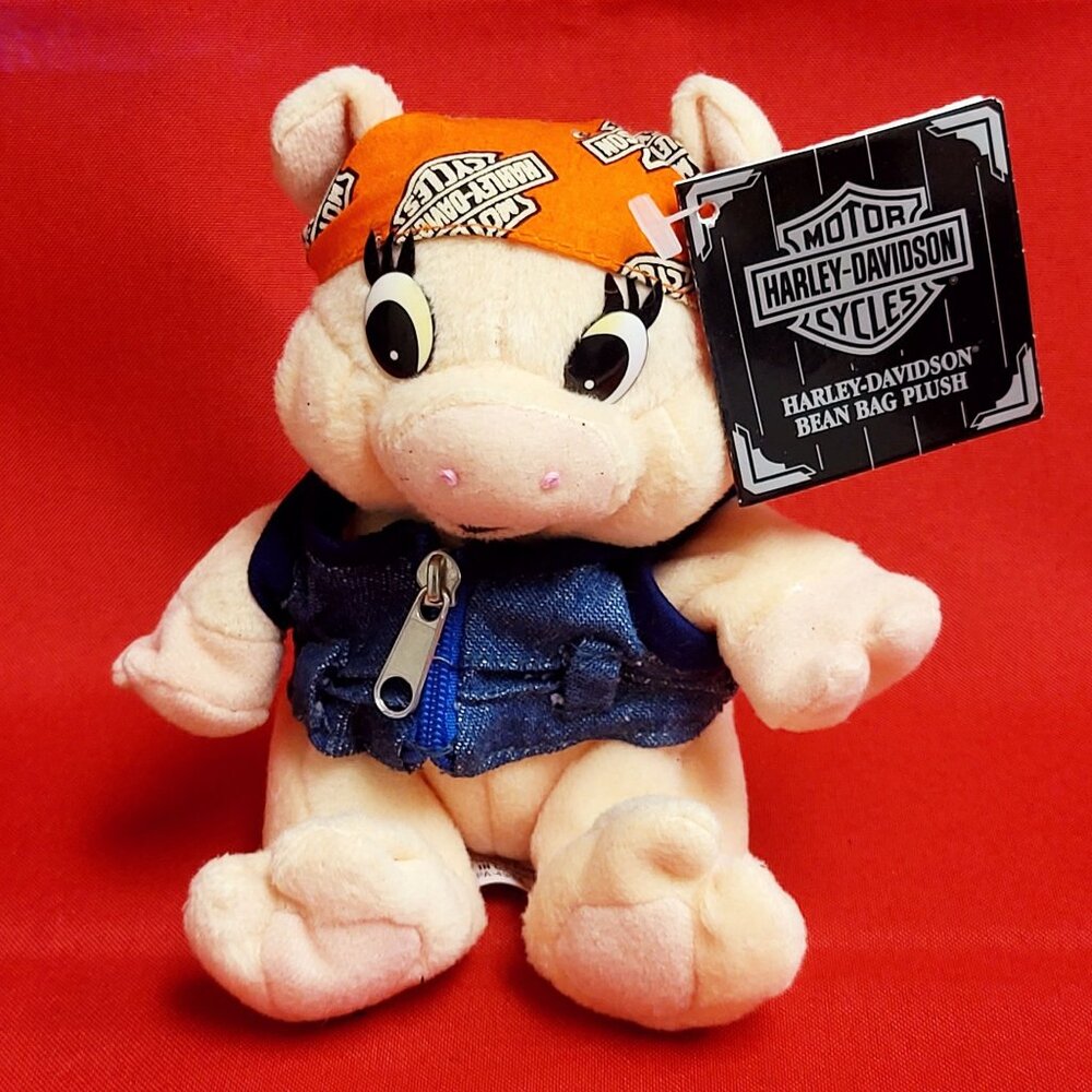Vintage Harley Davidson Punky Hog Pig Bean Bag Plush Figure Doll 1997